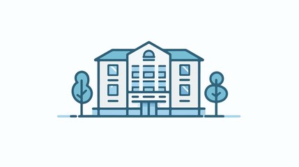 Modern Hotel Building Place Isolated Icon Vector Illustration