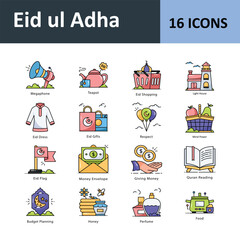 Naklejka premium Eid ul Adha Vector icon Set 3. Eps 10 File