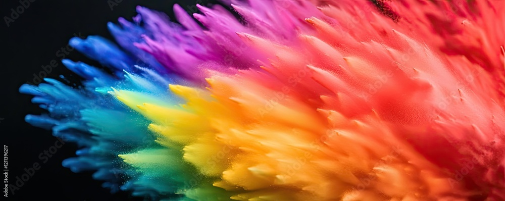 Poster rainbow holi idea. vibrant color explosion in shades of rainbow creating a dynamic, abstract backgro