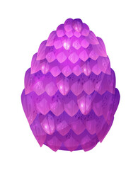 Magic dragon egg with purple scales. Vector illustration on transparent background