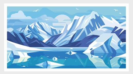 Iceberg Glacier Flat Vector Design Illustration