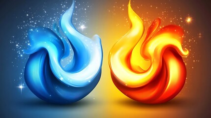 Naklejka premium Abstract swirling flames of ice and fire