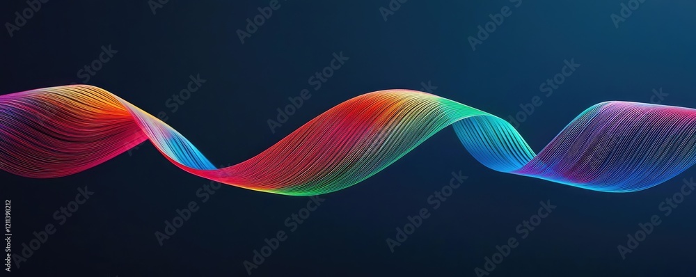 Aufkleber rainbow holi idea. vibrant abstract wave design with colorful lines flowing gracefully across a dark