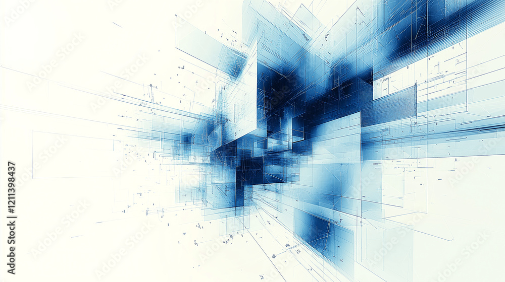 Aufkleber high tech background with white and blue lines and shapes . generative ai