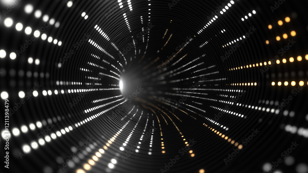 Poster abstract background with glowing lines and tunnel. generative ai