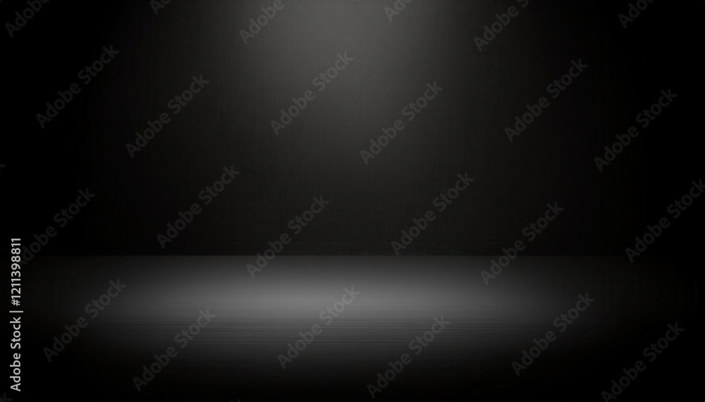 Poster minimalist dark studio background with subtle spotlight effect on textured floor for photography, graphic design, and presentation