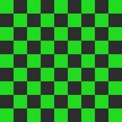 Seamless black and green chess checkered grid pattern in Memphis style. Geometric vector design for backgrounds and wallpapers. Minimal aesthetics with flag elements and modern hipster appeal