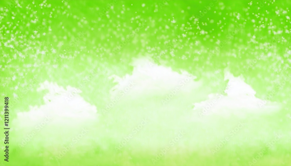 Poster ethereal green texture with white glowing snowflake burst and light particle accents for creative ba
