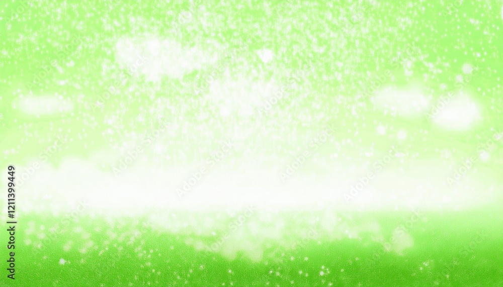 Poster ethereal green texture with white glowing snowflake burst and light particle accents for creative background or graphic overlays