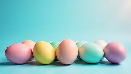 Pastel Easter Eggs on a Blue Background: A Delightful Springtime Image