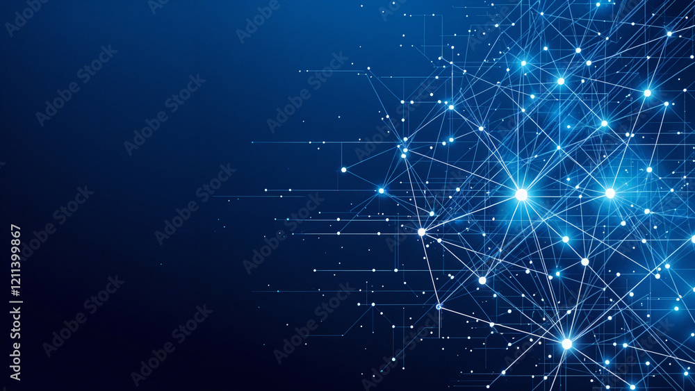 Poster abstract background with glowing circuits lines technology and digital world . generative ai