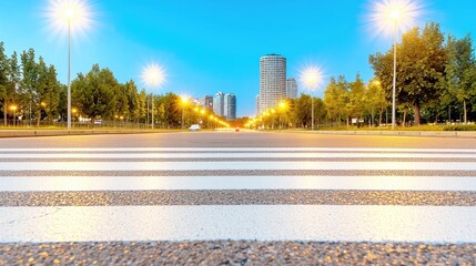 Obraz premium City road at night, skyscrapers background, urban landscape, transportation