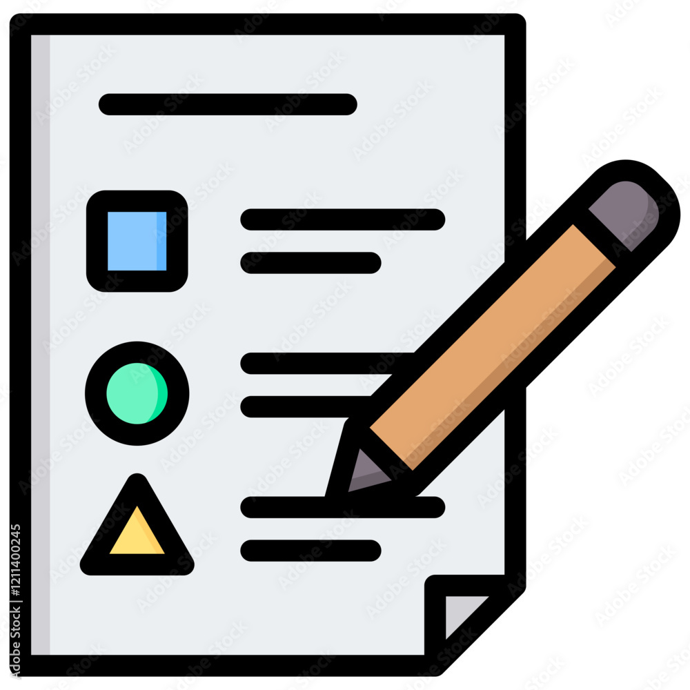 Poster evaluation method outline color icon