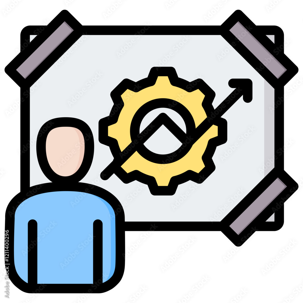 Poster skill development plan outline color icon