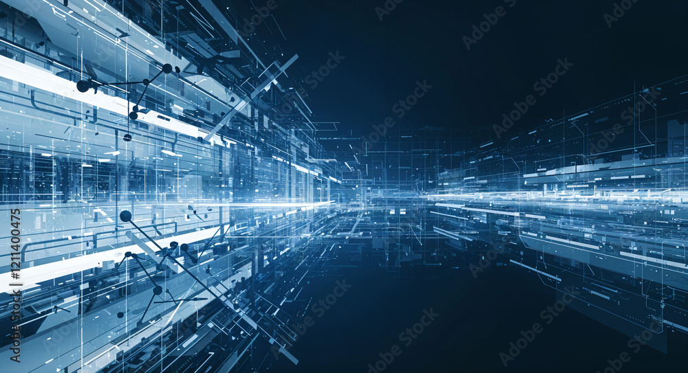 Poster abstract background with glowing circuits lines technology and digital world . generative ai