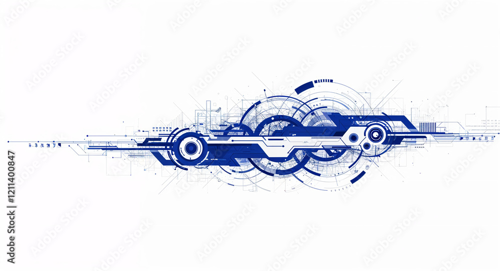 Aufkleber high tech background with white and blue lines and shapes . generative ai
