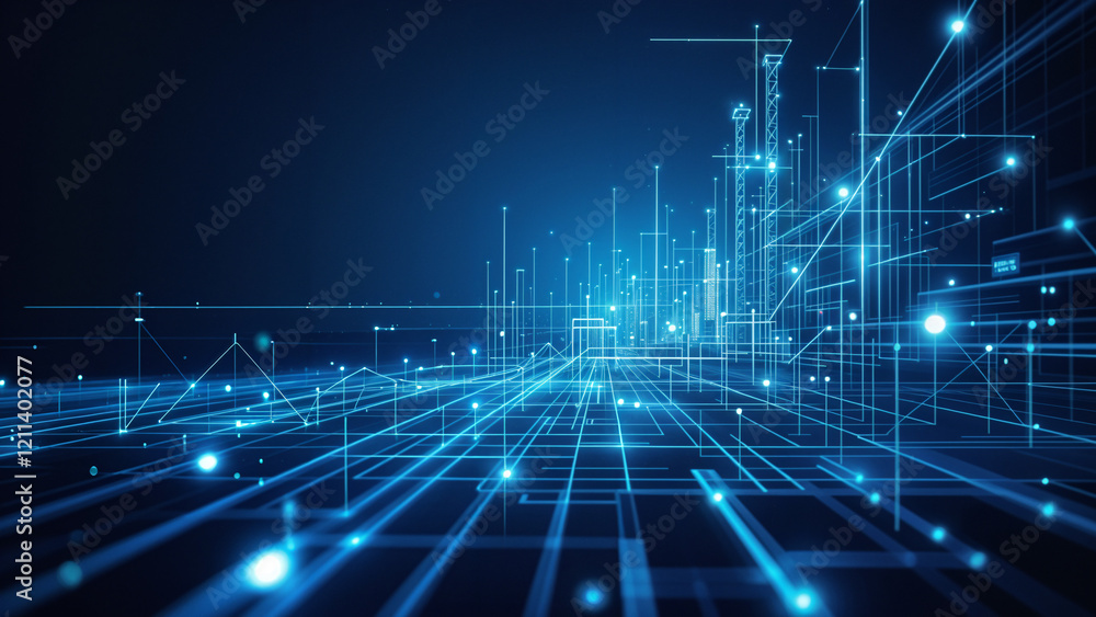 Poster abstract background with glowing circuits lines technology and digital world . generative ai
