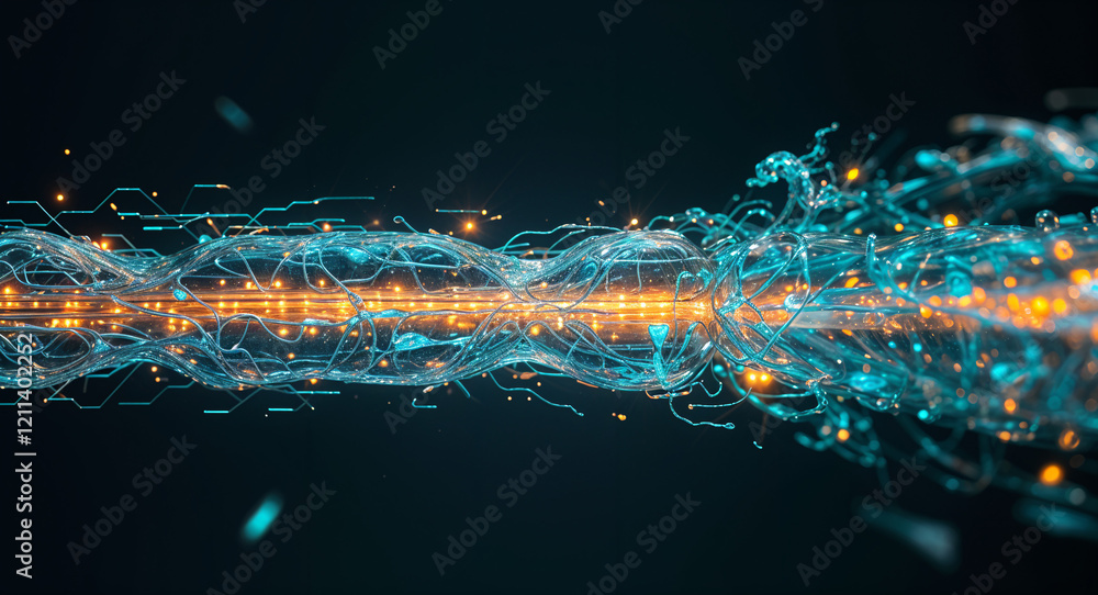 Poster abstract background with dna or technical process lines . generative ai