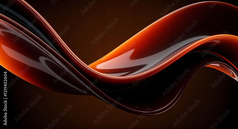 Poster abstract background with smooth 3d figures red black color . generative ai