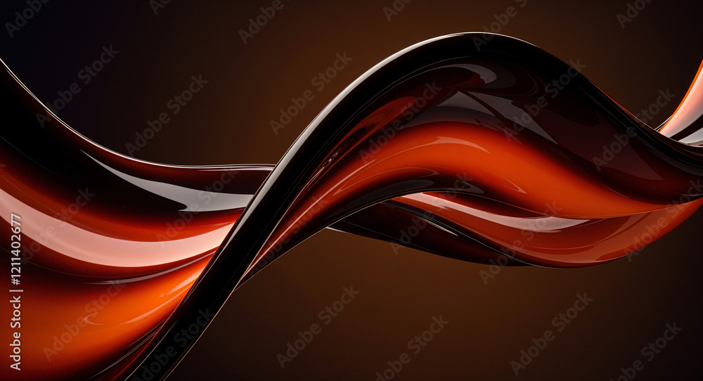 Poster abstract background with smooth 3d figures red black color. generative ai