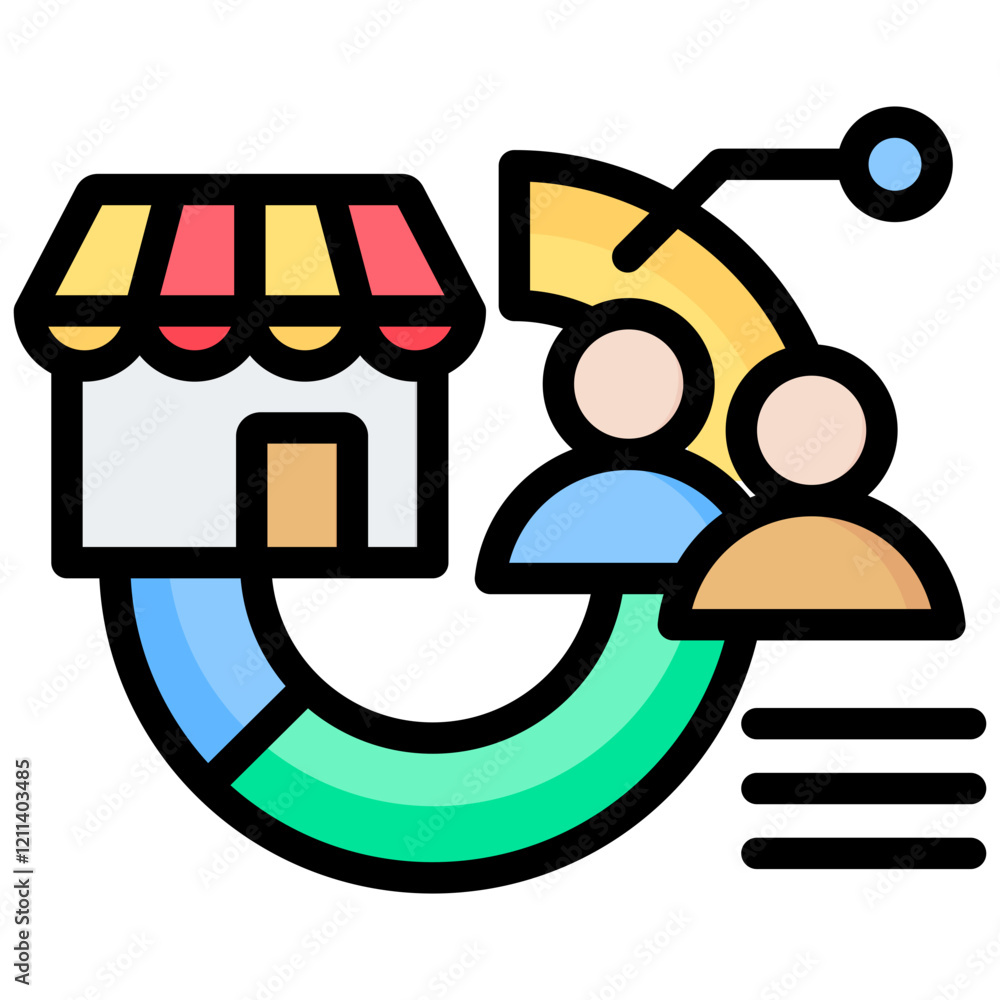 Poster market segmentation outline color icon