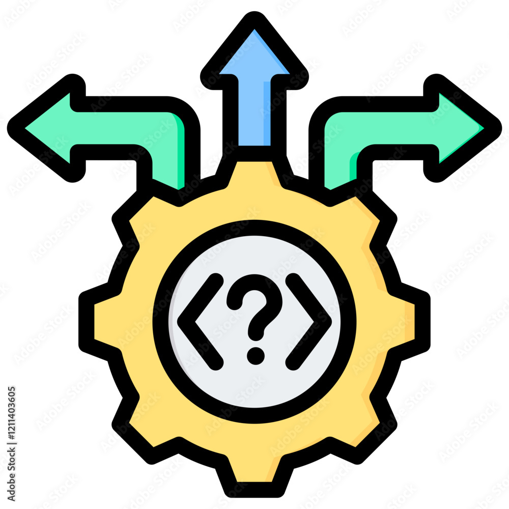 Poster decision support outline color icon