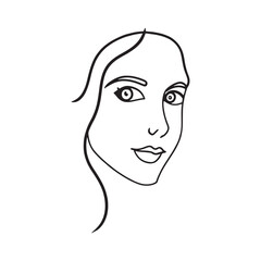 beauty women face line drawing art vector design isolated on white background. one line minimalistic women face line art design.