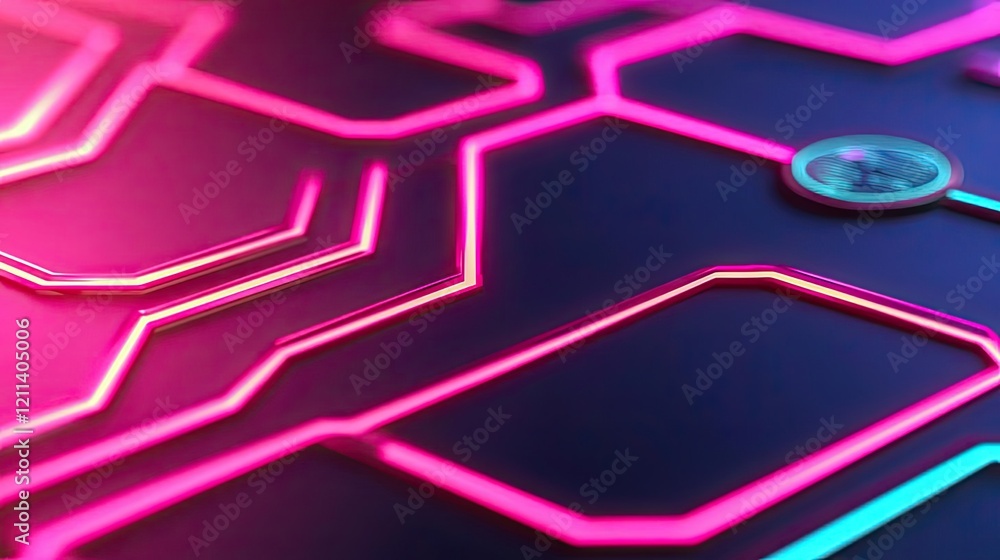 Poster education idea. vibrant neon circuit board design showcasing modern technology trends and patterns.