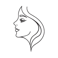 beauty women face line drawing art vector design isolated on white background. one line minimalistic women face line art design.