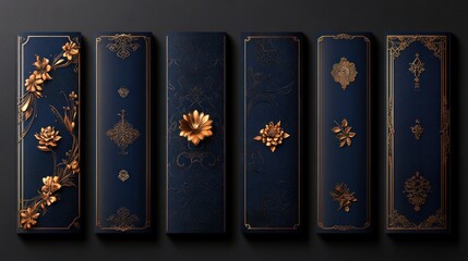 Fototapeta premium Chinese New Year Vector Design Set in Red, Gold & Blue for Cover, Card, Poster & Banner