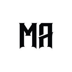 MA monogram logo design letter text name symbol monochrome logotype alphabet character simple logo