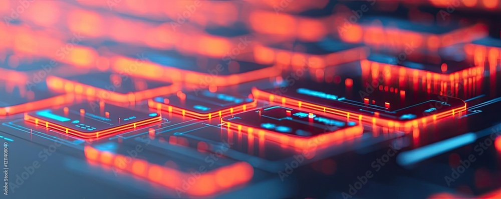 Poster virtual education idea. close-up of glowing computer keyboard keys showcasing modern digital innovat