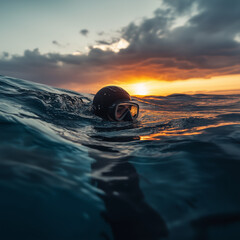 marine snorkel commando submerged during dusk