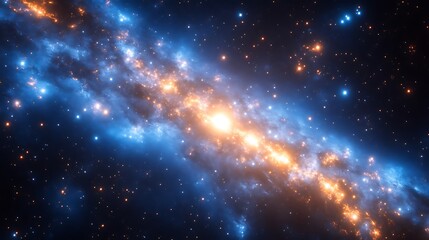 Obraz premium Celestial Nebula Cosmic Dust Glowing Starscape