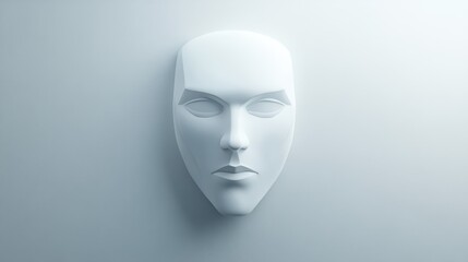 Enigmatic white mask on wall, touch of mystery in minimalist decor 