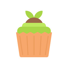 Matcha Cupcake Icon Flat Design Style