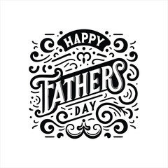 A stylized design for Father's Day featuring decorative swirls and the words Happy Father's Day