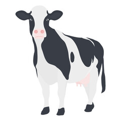 Cow Animal Livestock Vector.. Standing Cow Element. Black and White Cow.