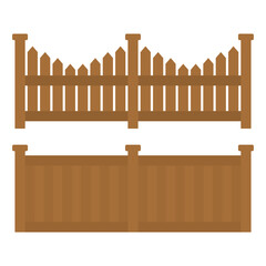 Home Yard Brown Wooden Fence Vector. Vintage Wooden Fence Design.