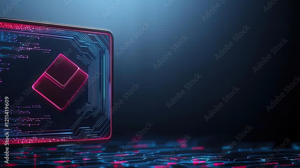 Aufkleber Digital education online concept. Futuristic digital circuit board with glowing elements and data encryption visuals.