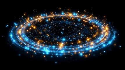 Abstract swirling blue and orange lights cosmic energy