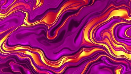 Fototapeta premium Vibrant liquid abstract background in purple and orange tones with bold glossy patterns, flowing organic shapes, and dynamic fluid textures for creative visuals