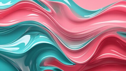 Liquid abstract background in pink and green tones with flowing waves and smooth organic shapes for elegant and modern designs