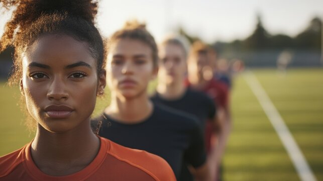 Young Female Athletes Preparing for Training on a Soccer Field - Powered by Adobe