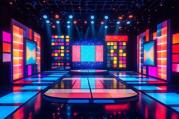 Vibrant LED Dance Floor Stage with Colorful Panels