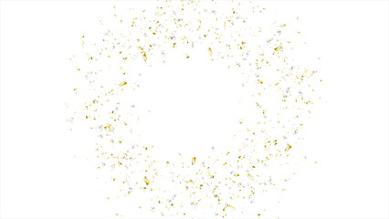 Shiny golden and silver foil confetti abstract circle background