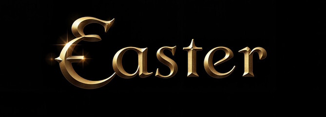 Easter text with golden letters on black background