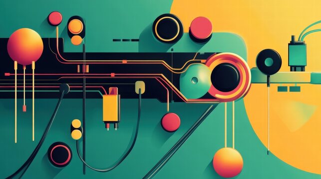 A vibrant infographic explaining the flow of current in a parallel circuit, with bold visual aids