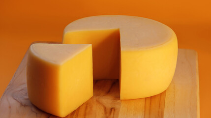 MINAS HALF-CURED CHEESE ON A WOODEN BOARD IN AN ISOLATED BACKGROUND