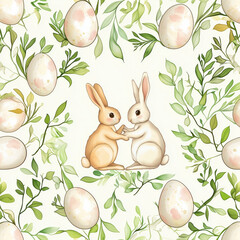 Easter spring, bunny seamless, clipart, rabbit